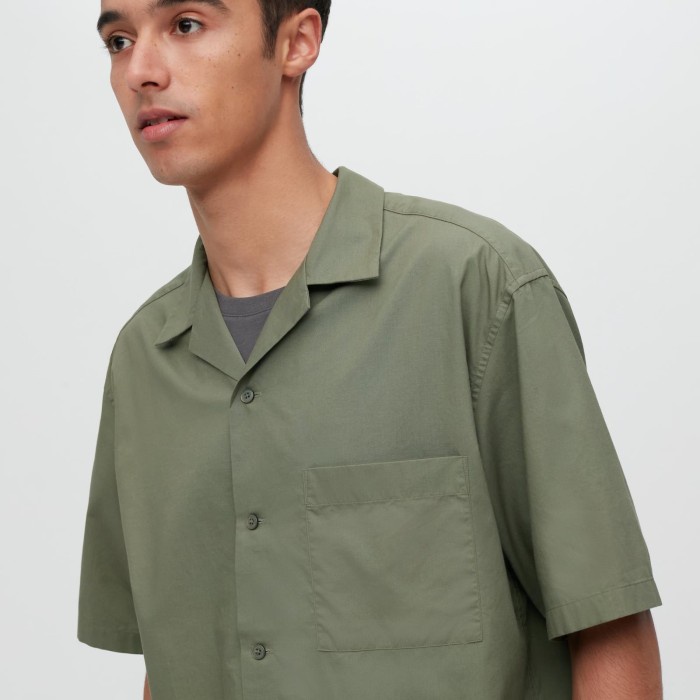 Kemeja Katun Modal Kerah Terbuka Lengan Pendek Pria Jastip Batboy