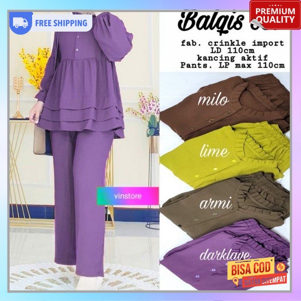 Setcel Muslim Long Tunik Fashion Muslim Set Viral Ootd Cewek Terbaru 2023 Stelan Perempuan Kekinian 