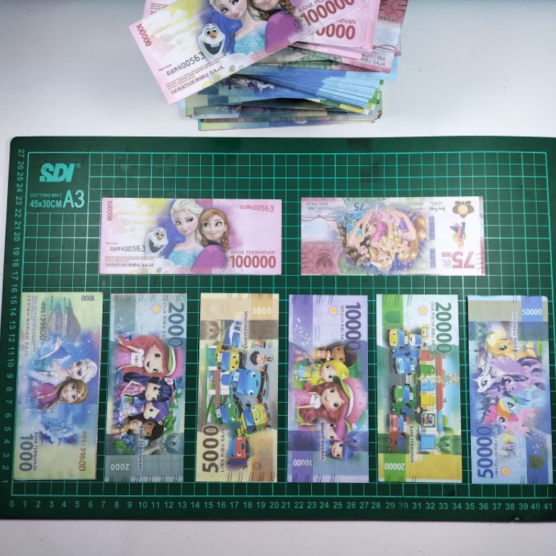(S♥FM-✓) 1000pcs Mainan UANG GAMBAR KARAKTER uang uangan uang-uangan paasti.dikirim
