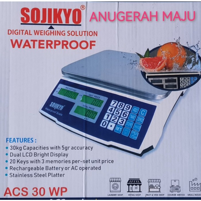 Timbangan Digital Meja Waterproof SOJIKYO ACS 30 Kg