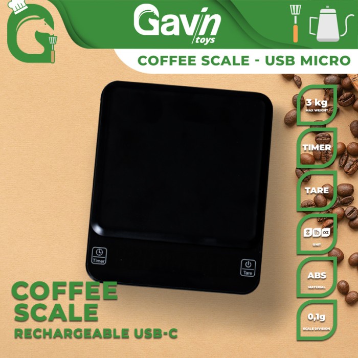 Timbangan Kopi 3kg Coffee Scale With Timer Micro USB Kitchen Scale