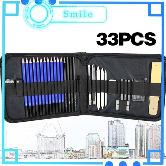 

/////] Pensil Pisau Penghapus dan Pensil Gambar Keperluan Sekolah 33PCS/Set