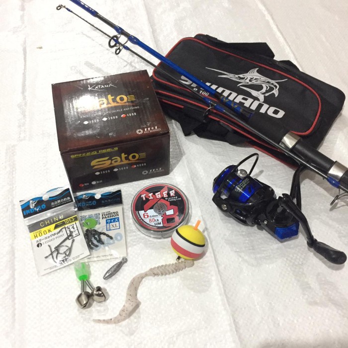 Terlaris Paket Pancing Laut Sda 150 - 180 Cm Fiber Solid Reel Katana Sato
