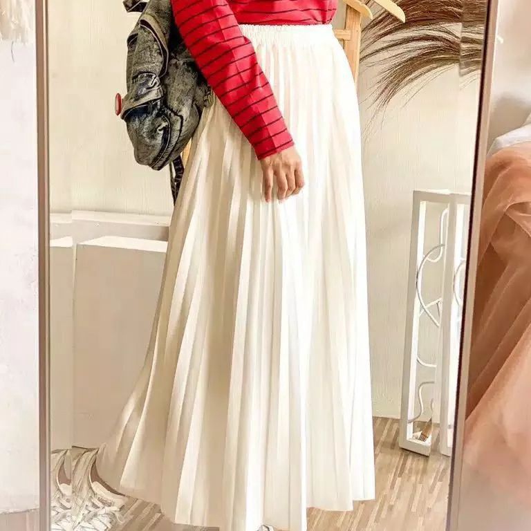 EM3496 QUEEN COD ROK PLISKET PUTIH TULANG MUSLIM BAHAN HYGET PREMIUM ADEM FIT TO ALLSIZE Super Promo