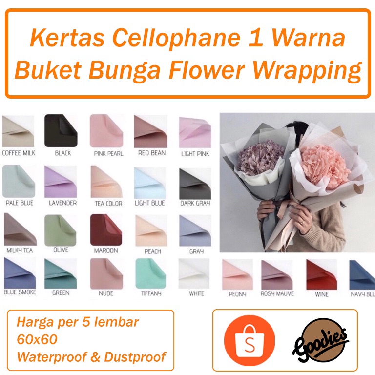 

[PMG91] *5 LEMBAR* Kertas Buket Bunga Cellophane (1 Warna) Flower Wrapping Paper Celophane / Chellophane Murah untuk Snack Grosir