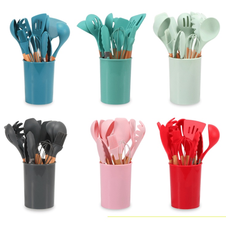 Holiven Spatula kitchen set Silikon Utensils 11 in 1 Tahan panas