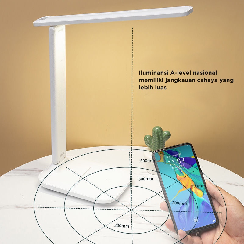 Holiven Lampu Meja / Lampu Belajar / Lampu Baca Lipat Desklamp LED Foldable 3 Warna Dimmer