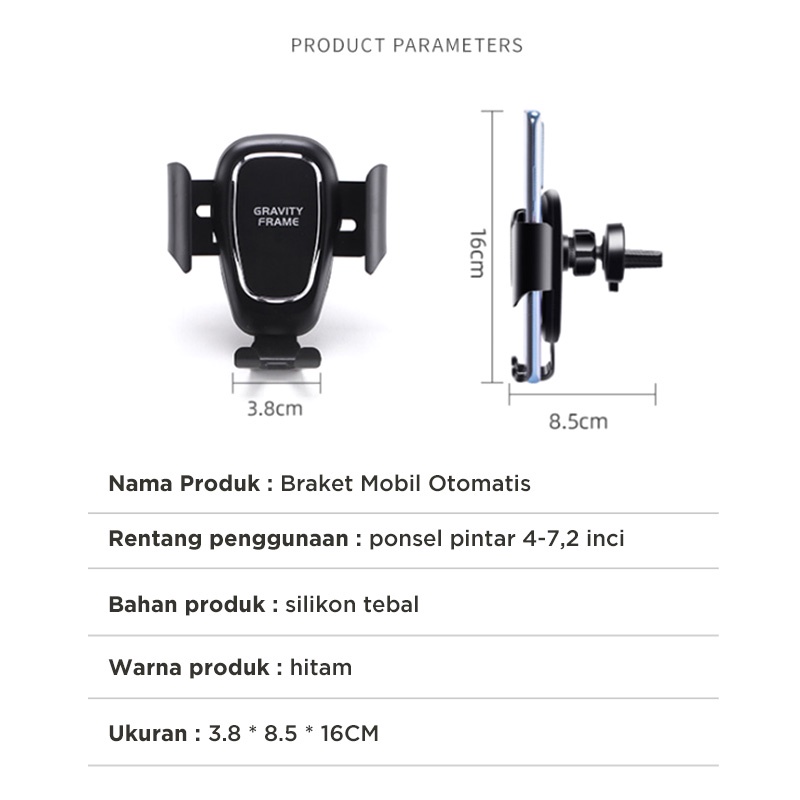 Holiven Universal Mount Car Phone Holder Untuk Smartphone / Handphone