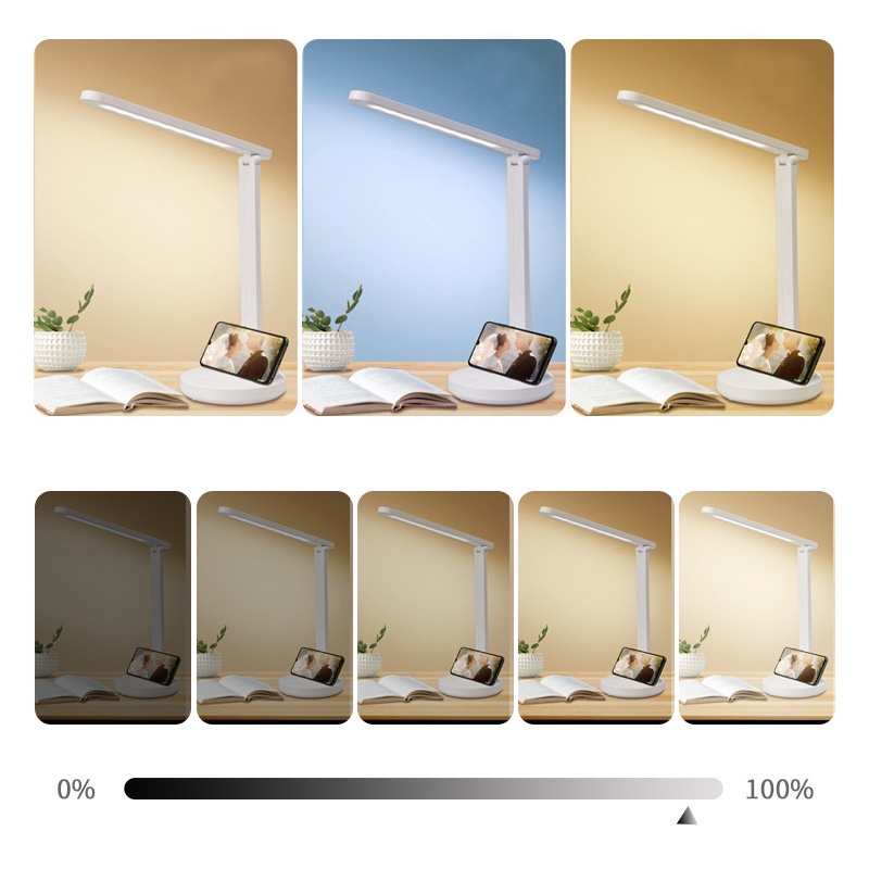 Holiven Lampu Meja / Lampu Belajar / Lampu Baca Lipat Desklamp LED Foldable 3 Warna Dimmer