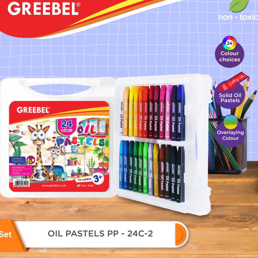 

GREEBEL Crayon Krayon KIDS OIL PASTEL isi 24 WARNA / tidak berdebu & cerah untuk Sekolah Anak & professional non toxic bjegp