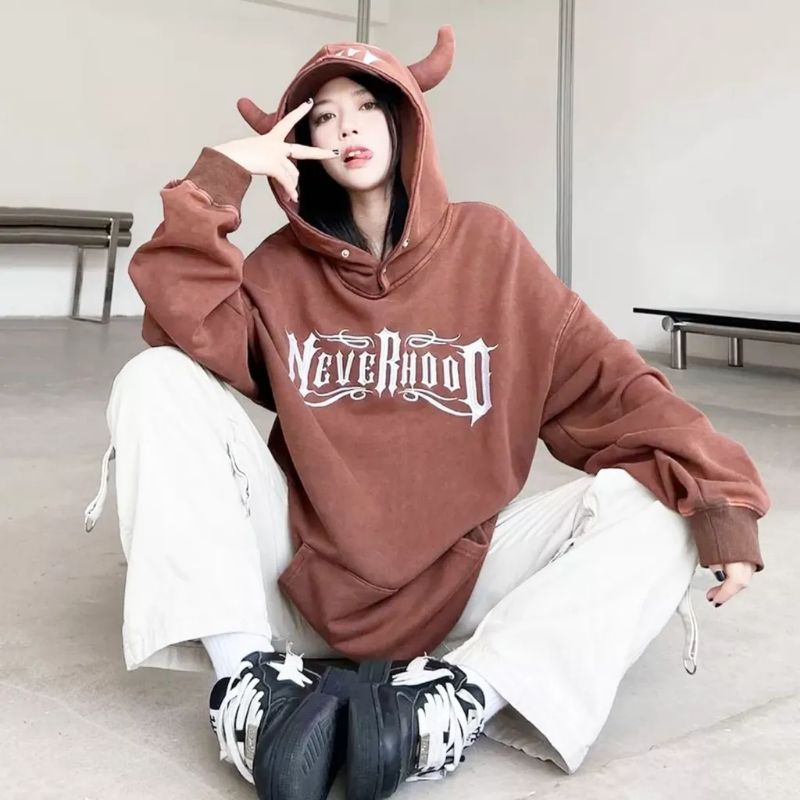 HOODIE JACKET SWEATER NEVERHOOD UNISEX PRIA WANITA OVERSIZE | HOODIE SWEATER LUCU KOREAN STYLE | SWEATSHIRT HOODIE KOREA