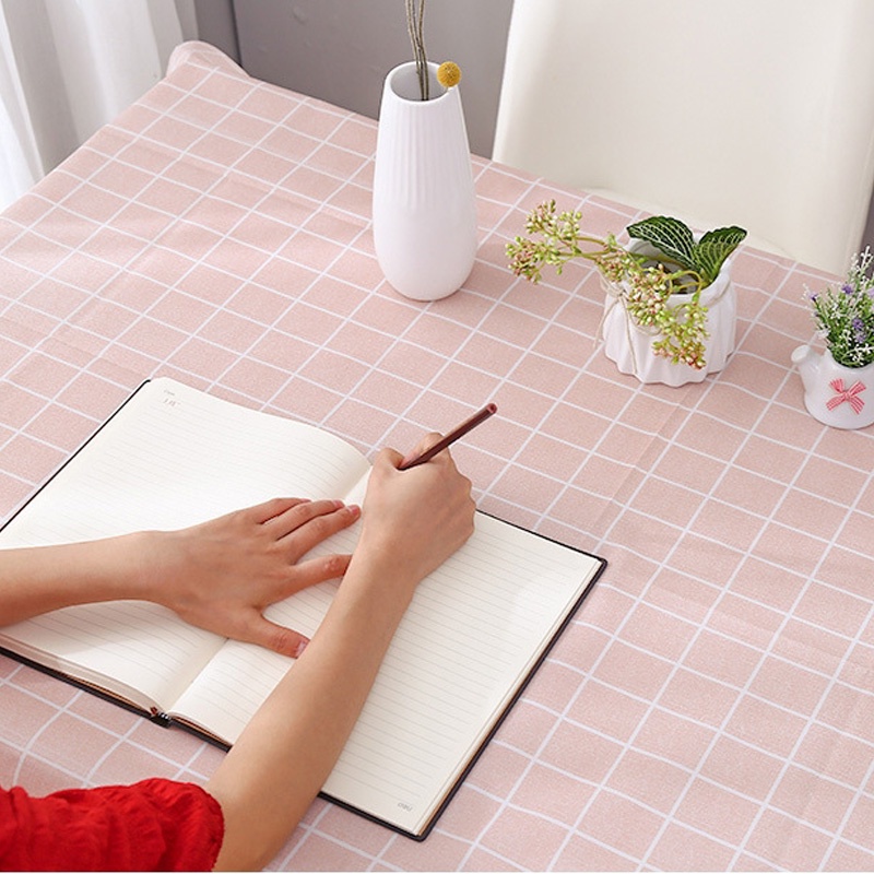 Holiven Taplak Meja Anti Air Motif Kotak-Kotak Bahan PVC Model Jepang