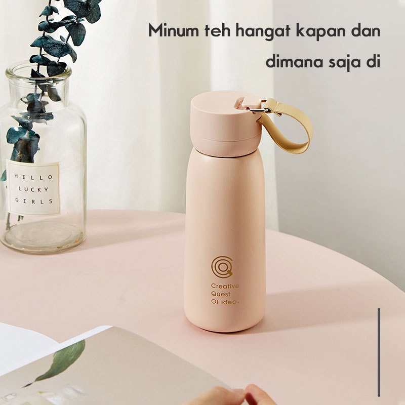 Holiven Termos Cangkir Portabel Mini Stainless Steel Lucu dan Sederhana 370ml