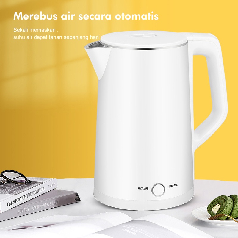 Holiven MALATA Electric Kettle / Pemanas Air Elektrik Stainless Steel 2.3L