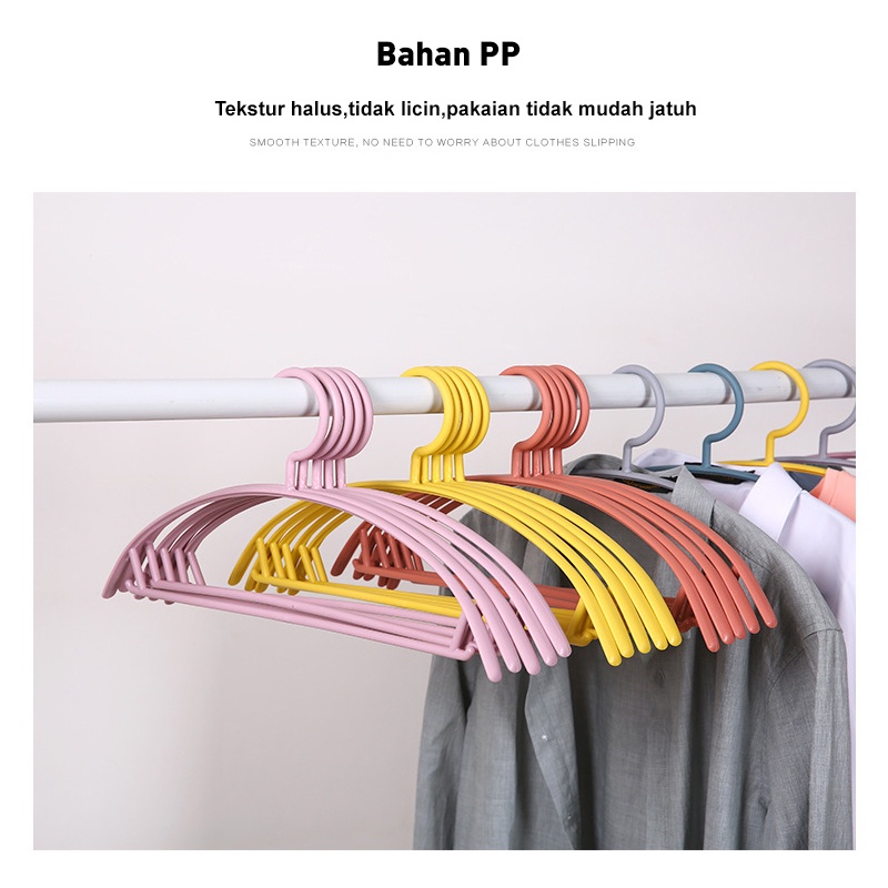 Holiven Gantungan Baju Melengkung Anti-slip Extra Tebal 5pcs