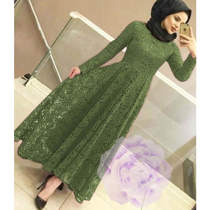 Big Sale Maxi Dress Wanita Gamis Brukat Modern Baju Pesta Brokat Pakaian Jumbo Berkualitas