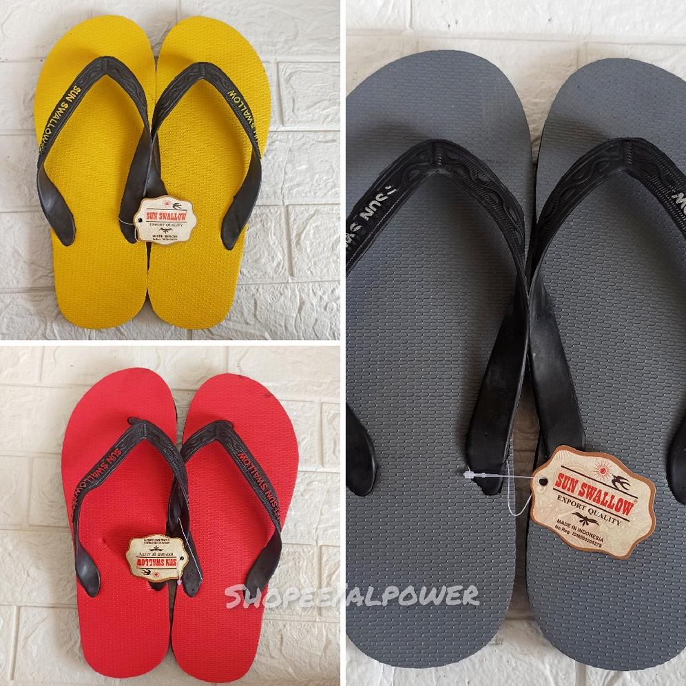 New Sendal Jepit Sun Swallow Pria Sandal Japit Jumbo Laki-Laki Cowok Hitam 12 Merah Hijau Biru Kunin
