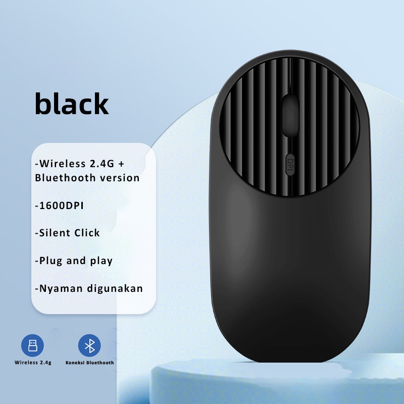 Mouse Bluetooth Rechargeable Wireless Two-Tone Mouse Ultra-thin 1600 DPI Silent Click