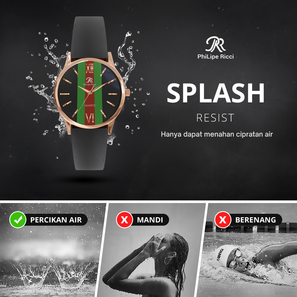 PHILIPE RICCI JAM TANGAN WANITA ANALOG KARET KECIL 6449 + BOX