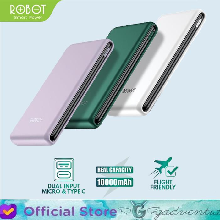 Powerbank Robot Rt180 Powerbank Dual Input Port Micro Usb & Type C Pb 10000Mah