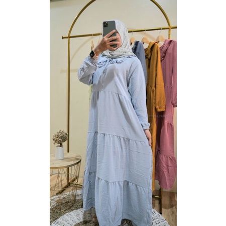 MAZAYA MIDI DRESS CRINCLE | DRESS MIDI WANITA | GAMIS WANITA