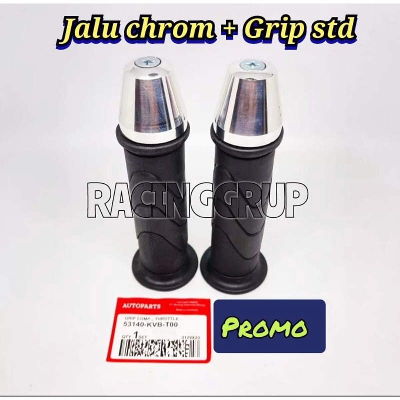 PROMO PAKET GRIP HANDGRIP MODEL YAMAHA PLUS JALU STANG CROME UNTUK SEMUA MOTOR