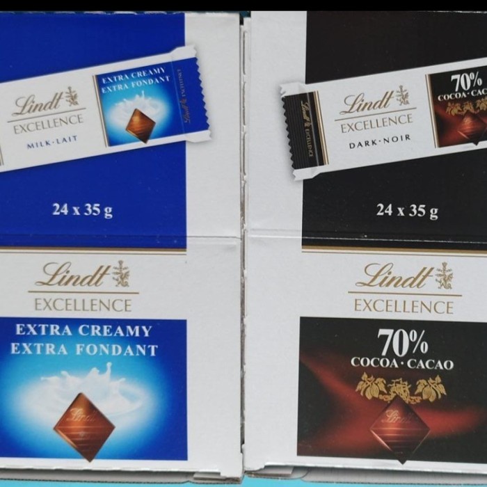 

Lindt Coklat Swiss Impor 1 box isi 24 pcs x 35 gram 70%/ 85%/ Milk