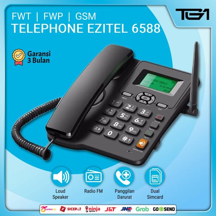 Terlaris Telepon Rumah Kantor Gsm Fwp Dual Sim Card Ezitel 6588 Alarm Telephone