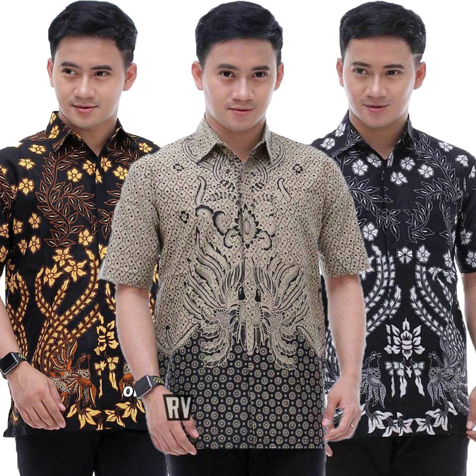 5.5 COD Hem Batik Pria Lengan Pendek - Baju Batik Pria - Hem Batik Pria Jumbo M L XL XXL 3XL 4XL 5XL