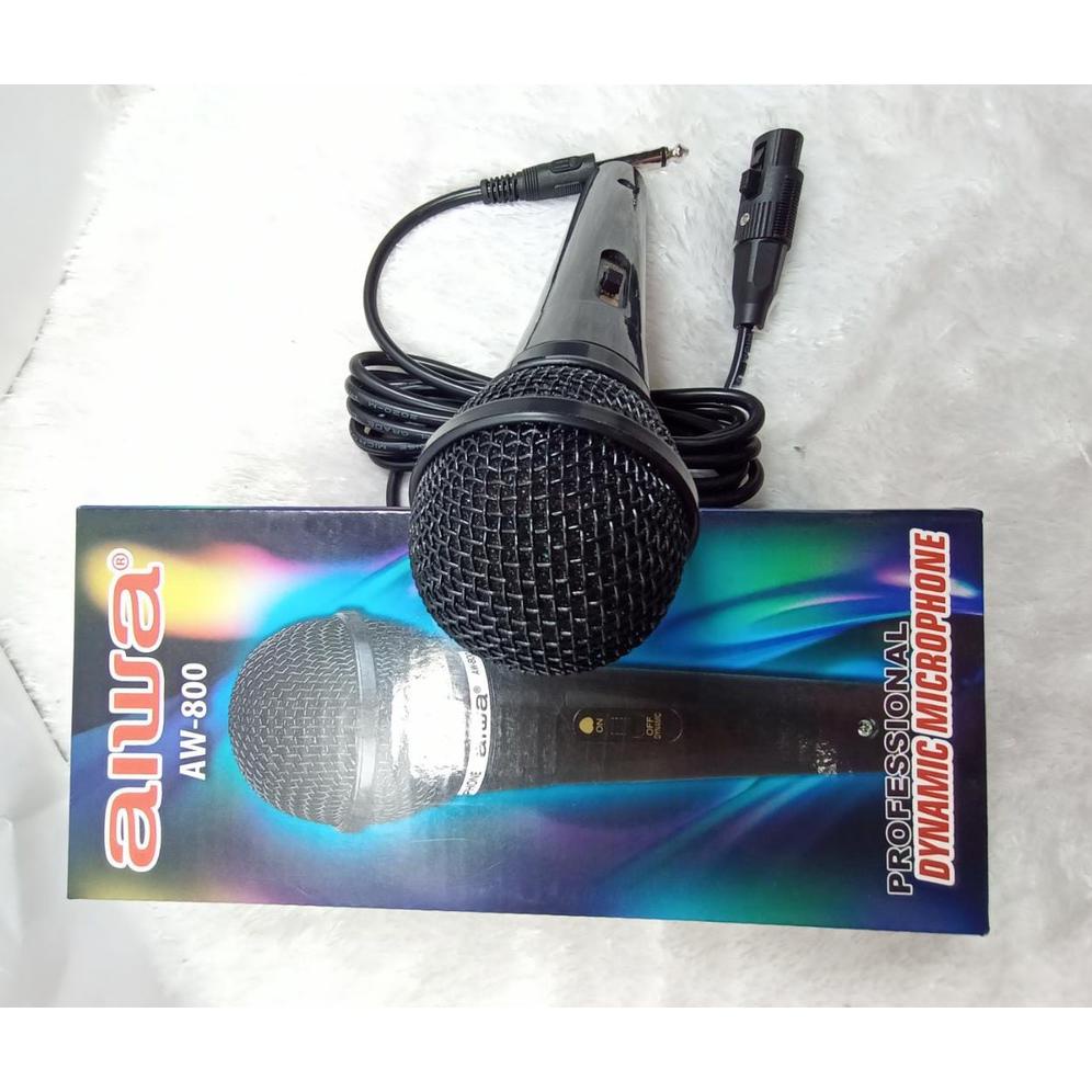 New Mic Aiwa Aw-800 Professional Dynamic Microphone Microphone Mc Mi Karoke Suara Lantang Mic Kabel 