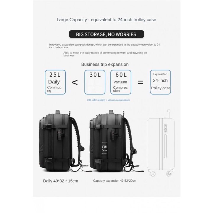 PROMO OUTWALK 7757 BACKPACK BAG VACUUM - TAS RANSEL LAPTOP 17 TSA EXPANDABLE