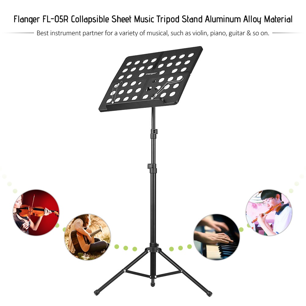 Gs8 Flanger Stand Teks Lagu Partitur Sheet Musik 180 Derajat Adjustable - FL-05R - Black Or-i