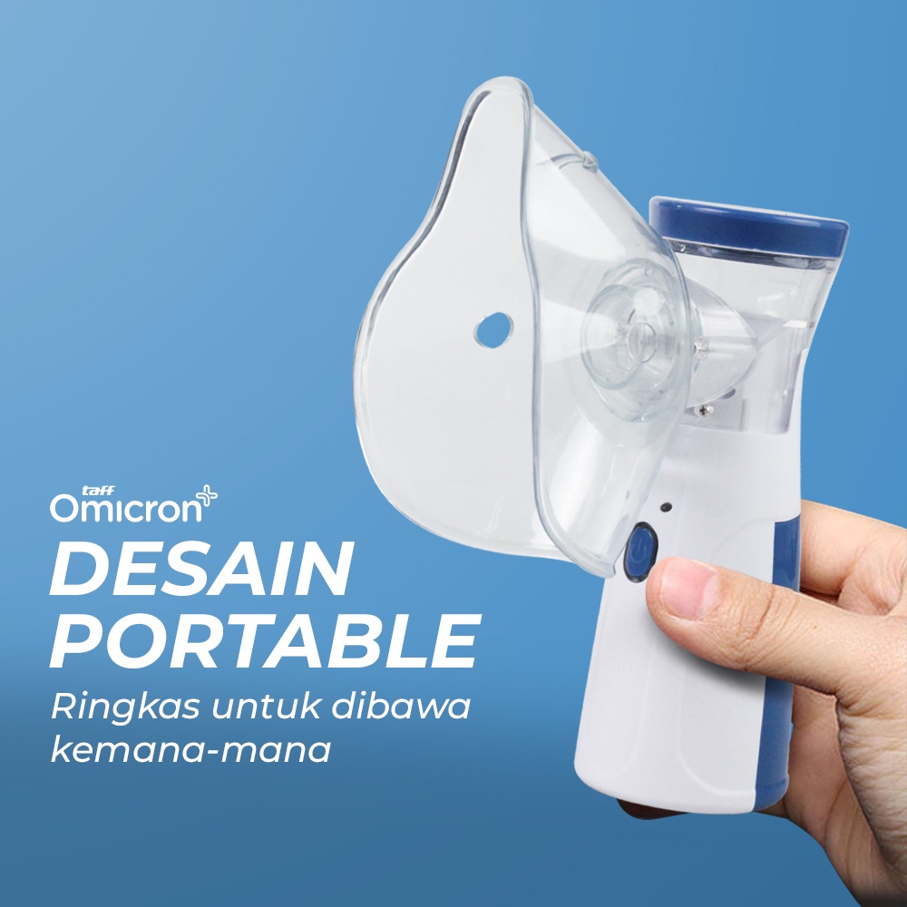 Gs8 TaffOmicron Alat Terapi Pernapasan Handheld Inhaler Nebulizer Machine USB Charge - JSL-W302 - Blue/White Or-i