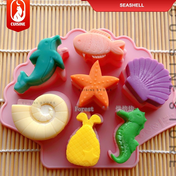 ｀FCD [COD] Cetakan Puding Karakter SEASHELL 7 / Cetakan Silikon / Cetakan Coklat / Cetakan Hewan Lau