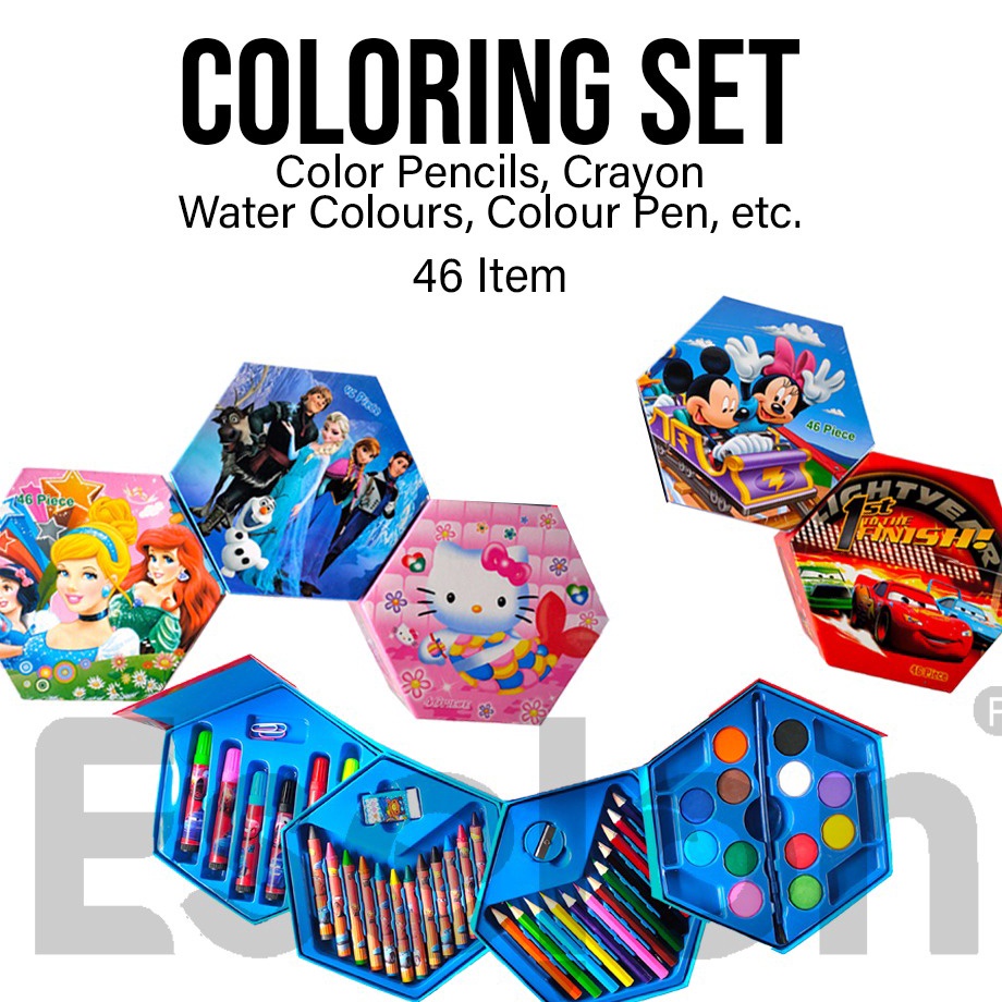 

Bayar Di Tempat➢ Crayon 46set 4in1 karakter / Set mewarnai+melukis 46set E71 ❂