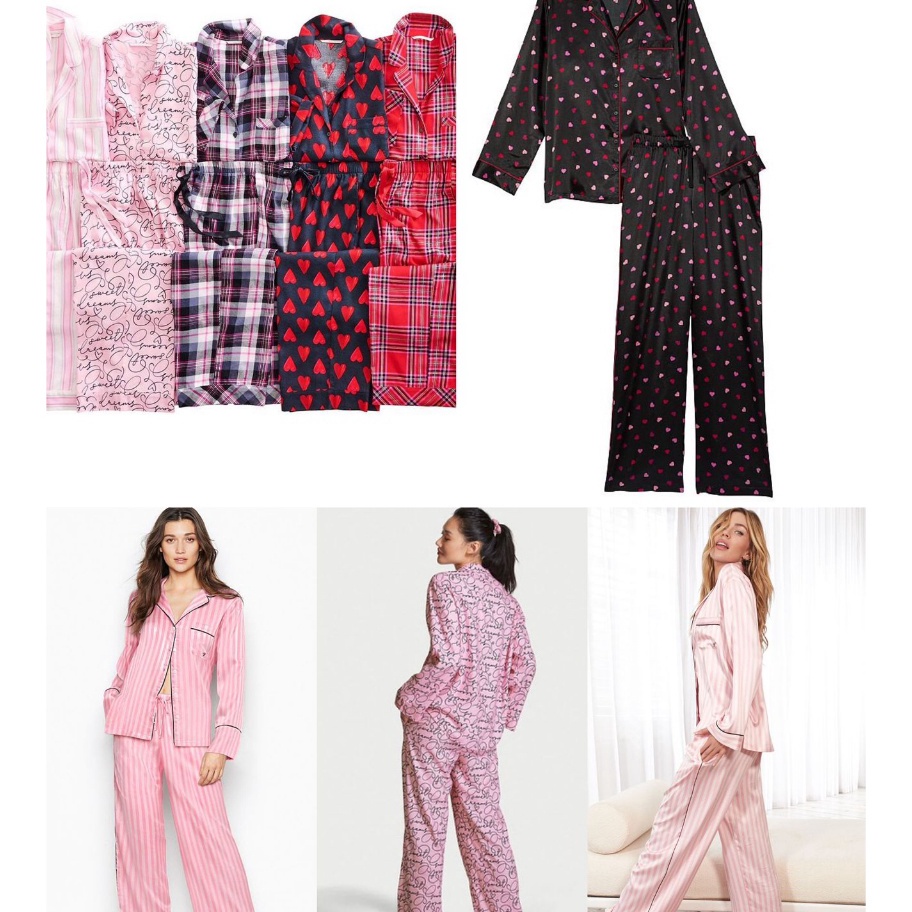 Victoria Secret Satin Long Pajamas Set ( pajamas top + pants)//fashion//