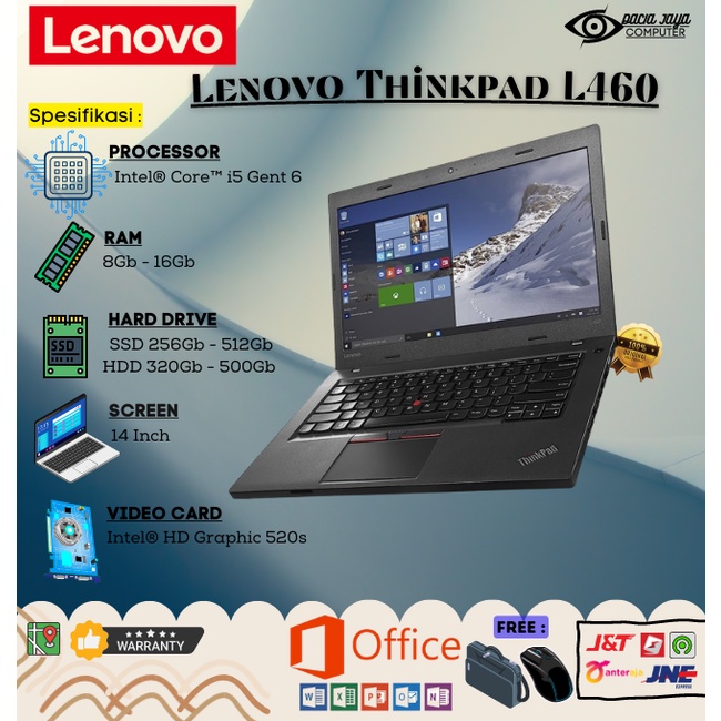 Lenovo Thinkpad L430 L440 L450 L460 L470 Core i5 RAM 8Gb SSD 256Gb BERGARANSI 100%