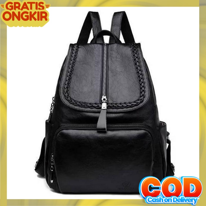 0 Dlsha  - 26 Tas Ransel Wanita Mewah 2022 Kulit Lembut Tas Bahu Travel Wanita Ransel Tas Sekolah Ku