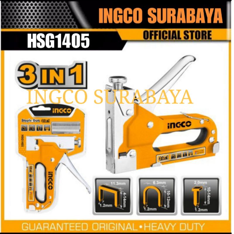 

INGCO HSG1405 STAPLE GUN STAPLES TEMBAK JOK 3 IN 1 STEPLES STEPLER