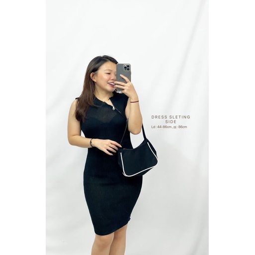 MDLV~ BAJU RAJUT DRESS SLETING SIDE DRESS RAJUT BODYCON CASUAL DRESS FASHION WANITA