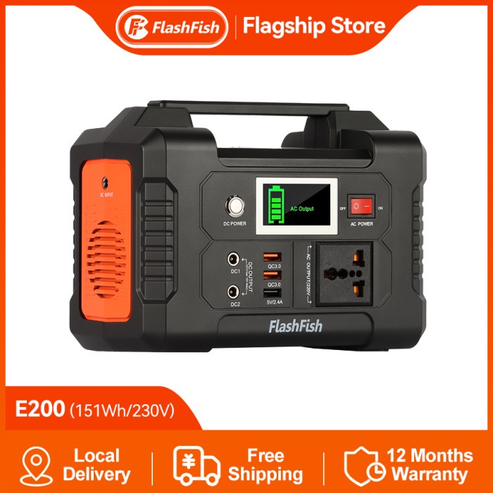Terlaris Poso Flashfish E200 Portable Power Station Power Daya Berkemah Bank Batera