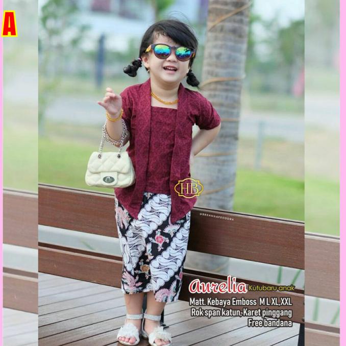 Kebaya Anak Perempuan/ Kebaya Batik Anak Usia 2-9 Tahun (Free Bandana)