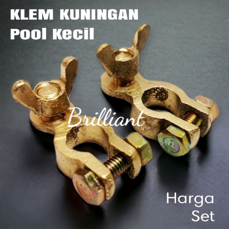 Klem Aki Accu Kuningan - Klem Kepala Aki - Type Poo Standart -l Kecil dan Besar - Harga Set