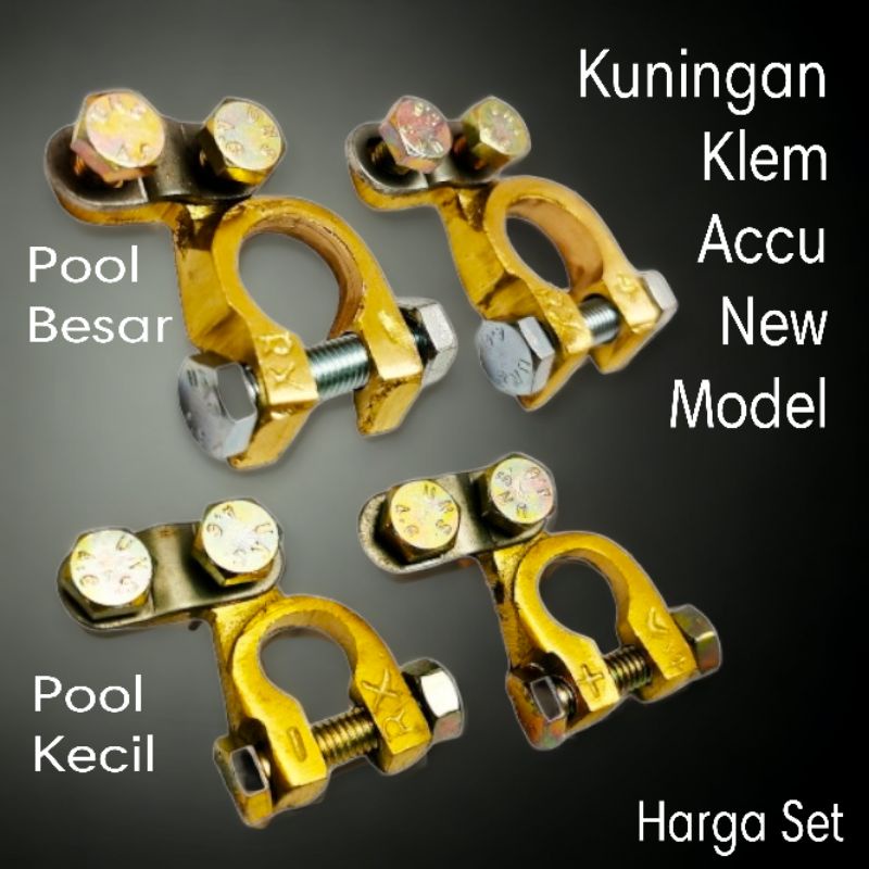 Terbaru !! New Model Klem Aki / Accu Kuningan - Harga Set - Ready Besar dan Kecil