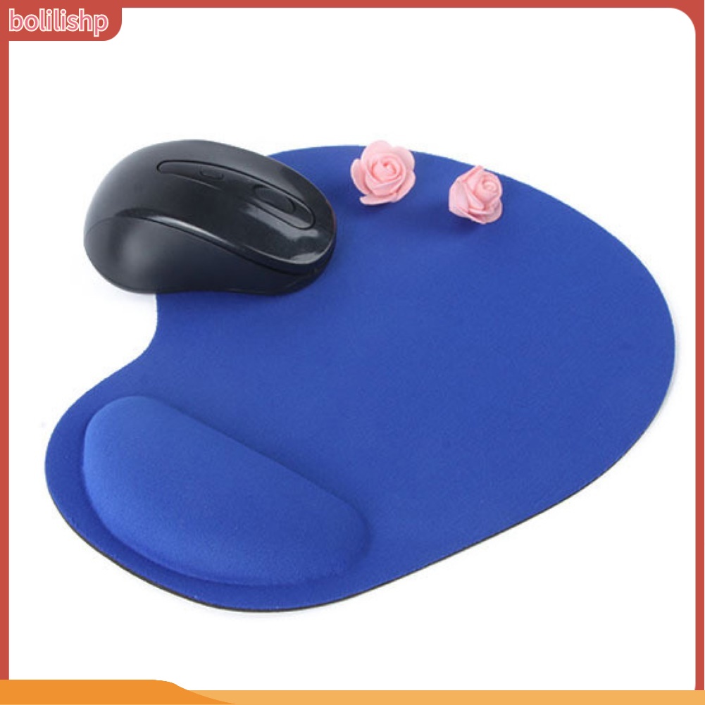 &lt;Bolilishp&gt; Mouse Pad Gaming Anti Slip Warna Polos Dengan Wrist Support Untuk Rumah / Kantor