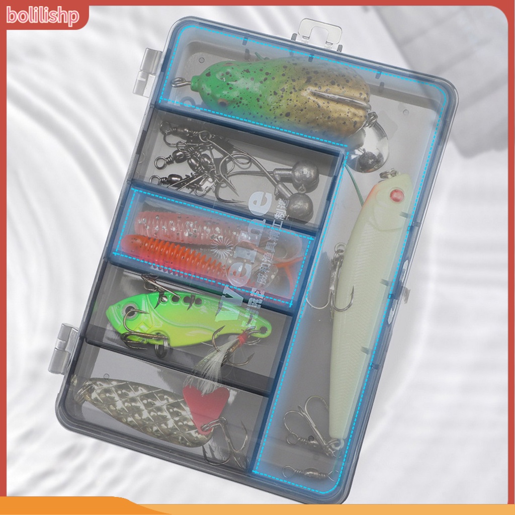 [Bolilishp] lure Box Kapasitas Tinggi 5sekat Tahan Jatuh Tembus 5kisi Fishing Tackle Storage Box Memancing Luar Ruangan