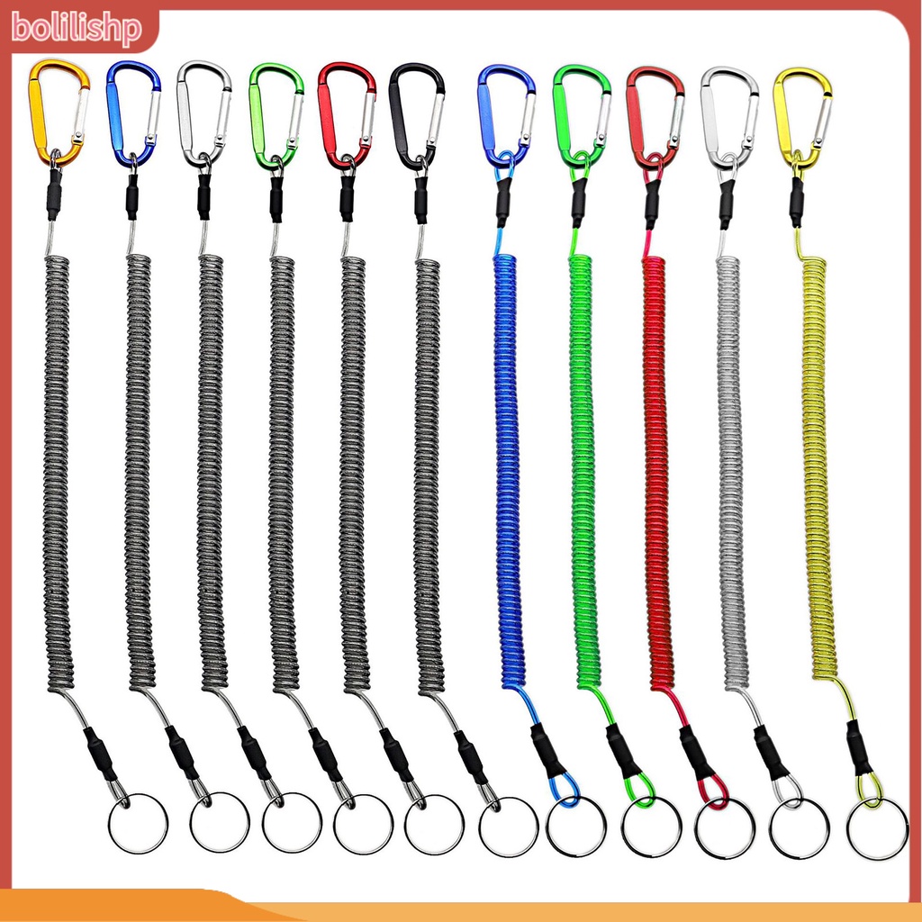 [Bolilishp] anti Hilang Tali Ditarik Dengan Gantungan Kunci Carabiner Tang Memancing Musim Semi Lilit Anti Maling Anti-Hilang Safety Lanyard Aksesoris Luar Ruangan