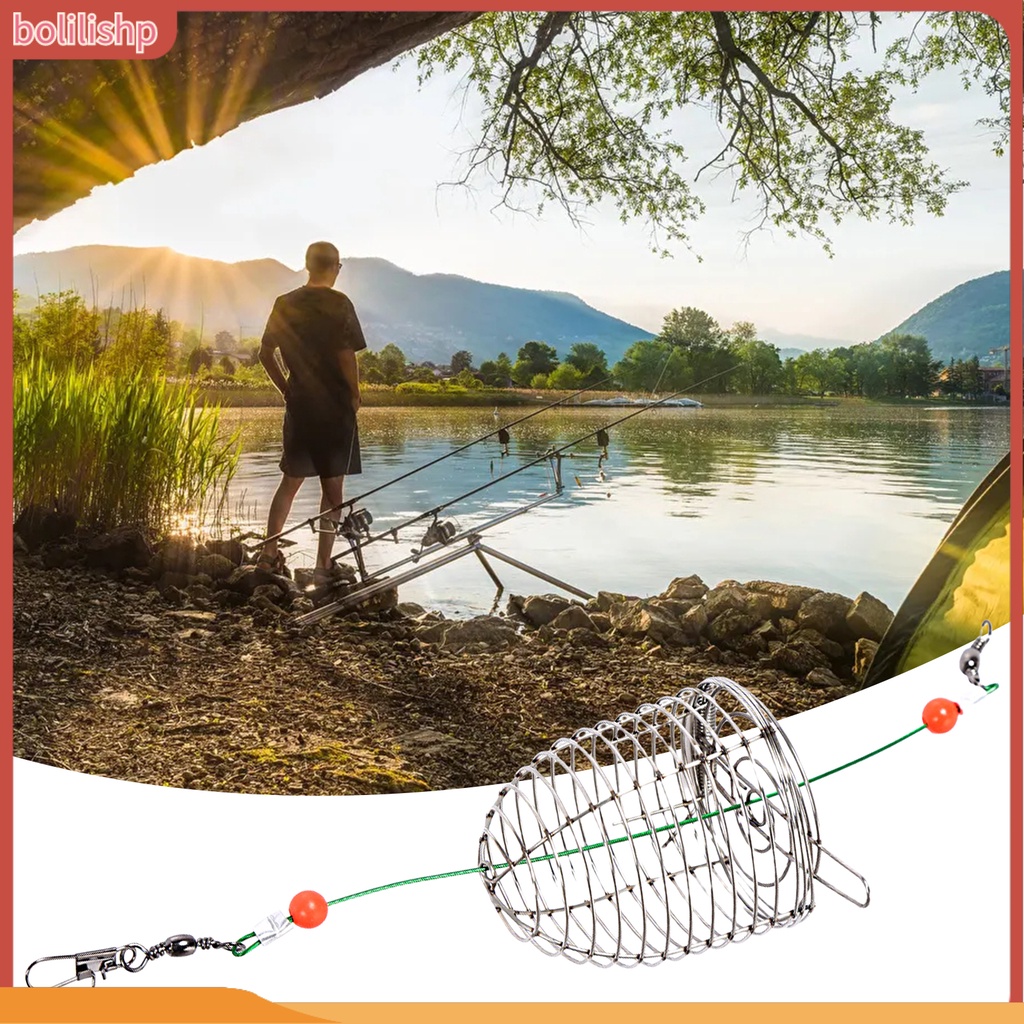 [Bolilishp] fishing Umpan Kandang Reusable Compact Size Tahan Karat Tahan Aus Dengan Musim Semi Meningkatkan Tingkat Memancing Stainless Steel Angling Lure Feeder Carp Fishing Tackle Cage Outdoor Fishing