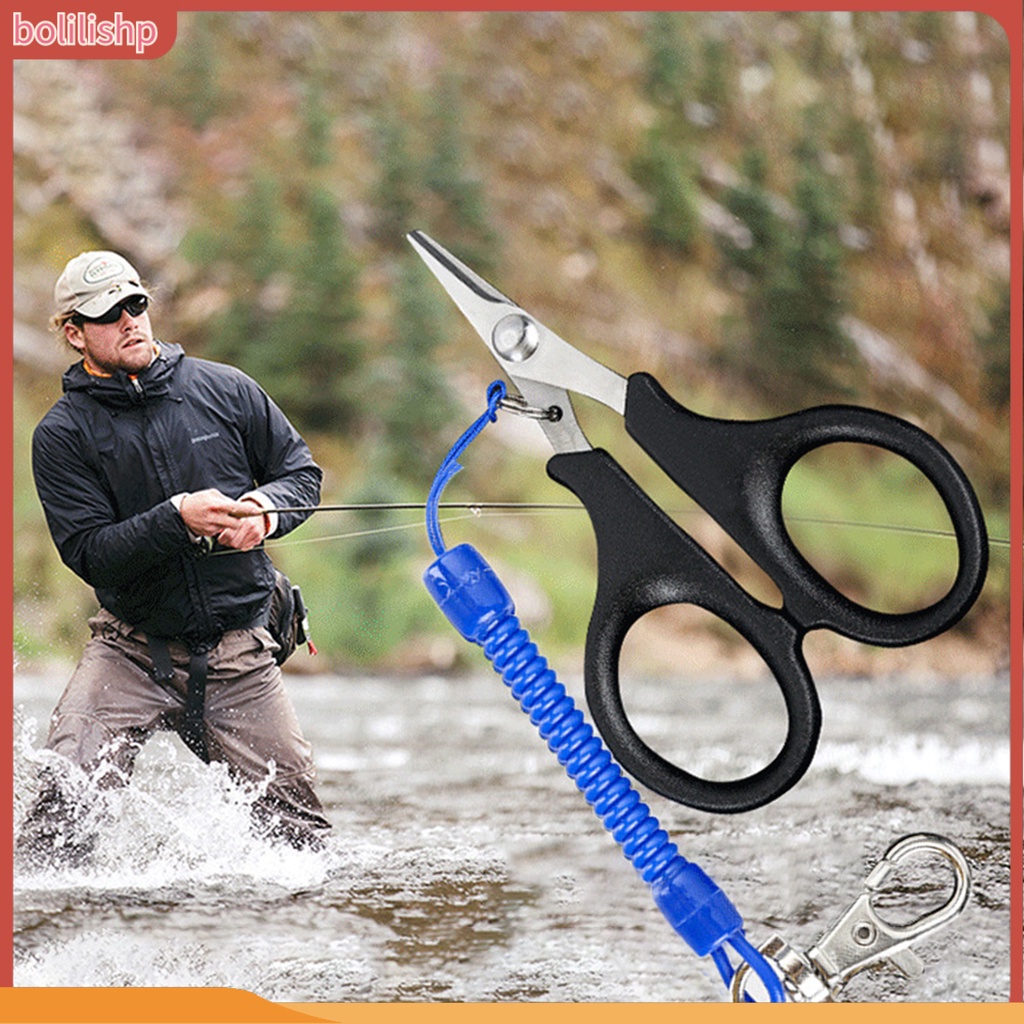 [Bolilishp] fishing Gunting Multifungsi Portable Tahan Karat Ringan Aman Pisau Tajam Dengan Lanyard Tang Pancing Stainless Steel Kekuatan Tinggi Untuk Angling