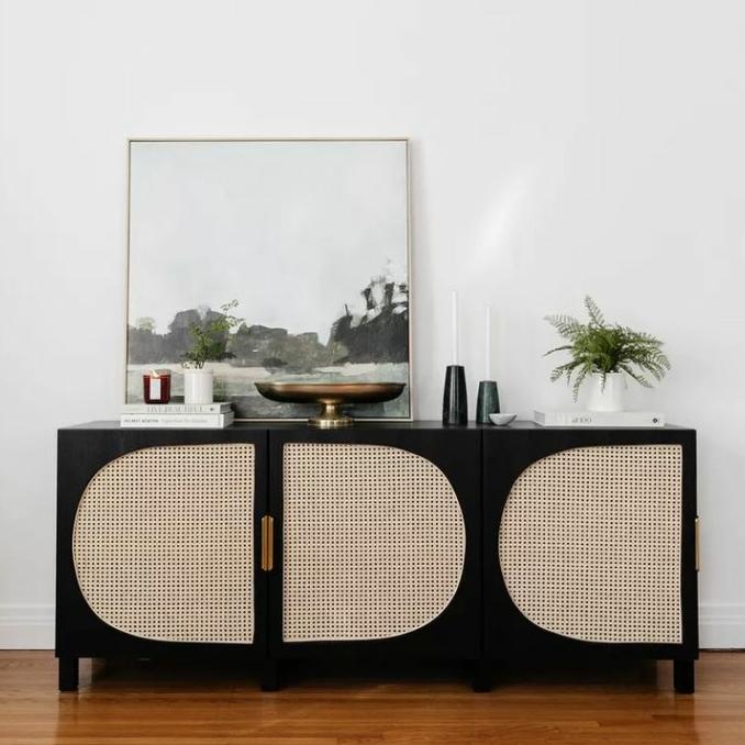 Bufet Tv Minimalis Rotan Jati Panjang 200Cm